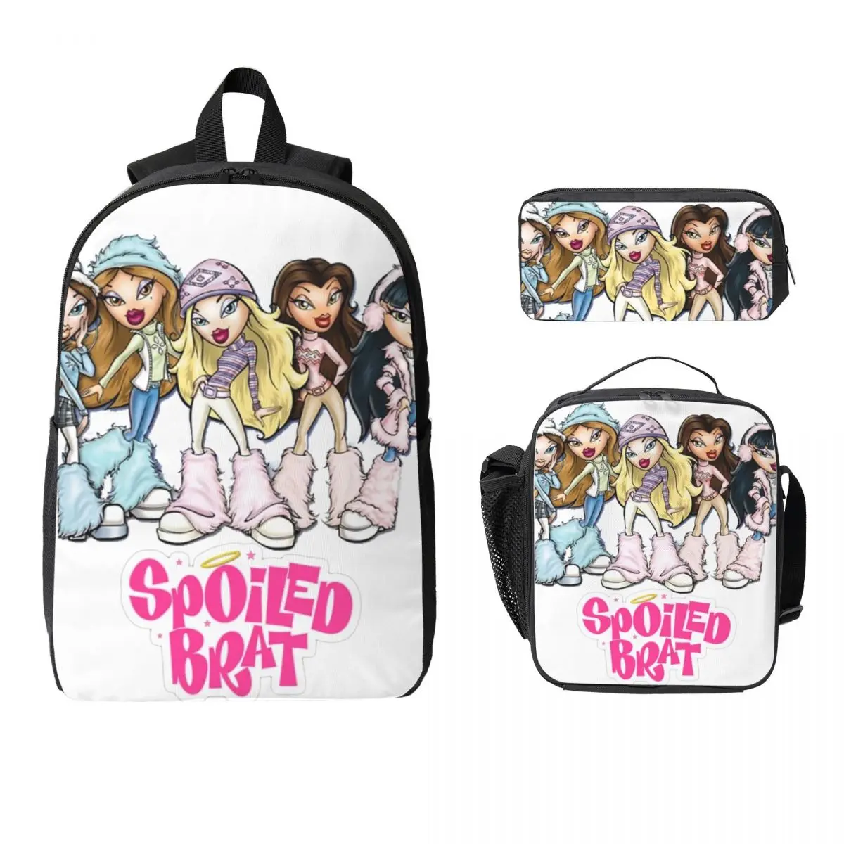 

Bratz Rock Angelz Doll Backpack Student Boys Girls BookBag School Bag Computer Shoulder Bags 3ps Insulated Lunch Bag Pencil Case