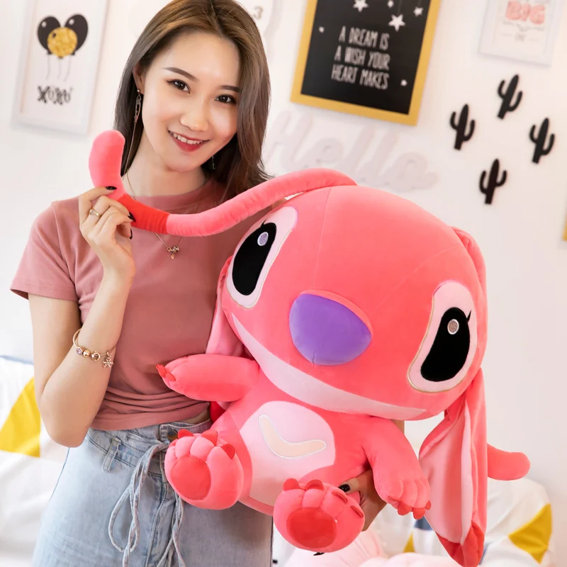 Big Size Disney Lilo & Stitch Plush Toy Kawaii Soft Blue Pink Elf Disney Lilo & Stitch Stuffed Doll Anime Movie Xmas Gift