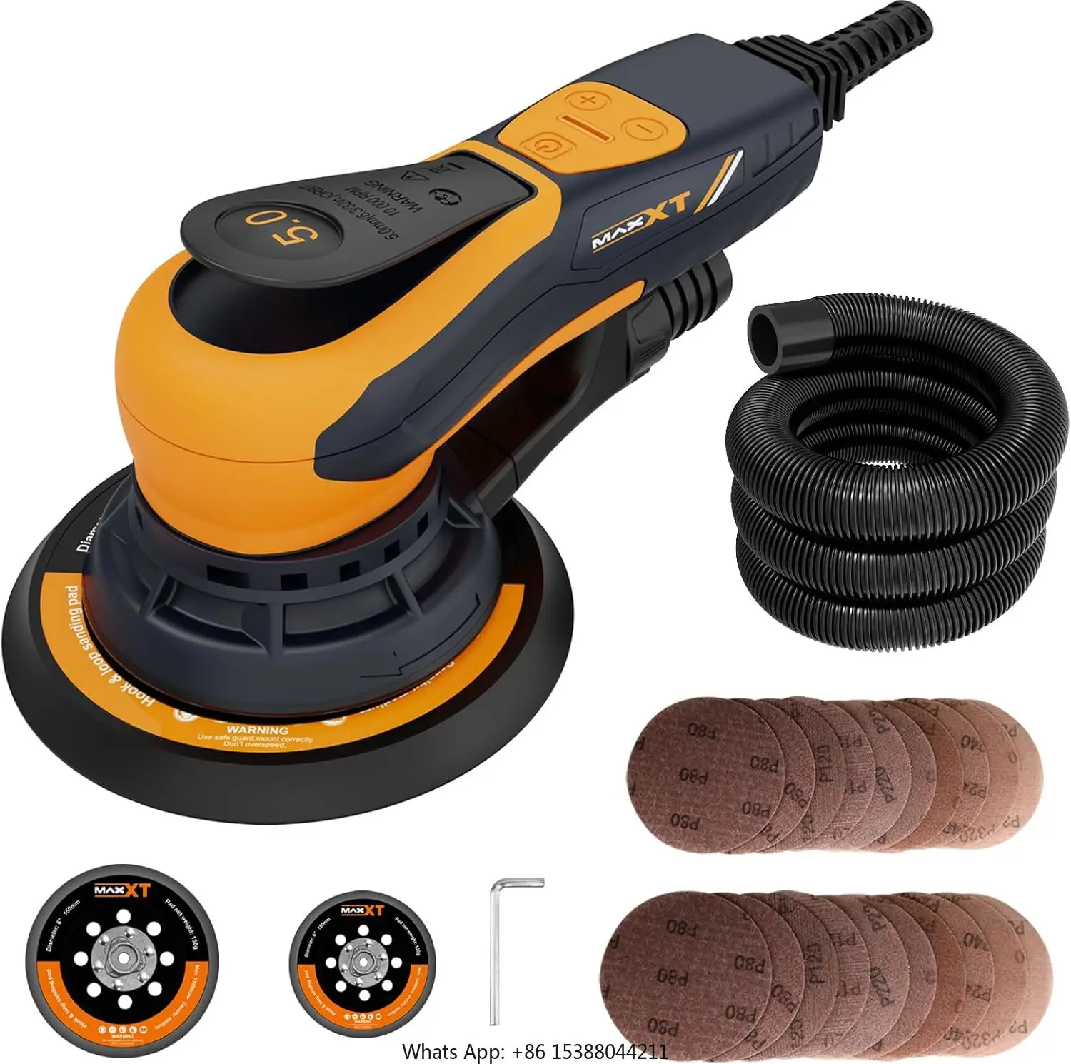 

Electric 5mm Random Orbital Sander, Palm Sander With Brushless Motor, 5&6Inch Sanding Pads, Central Vacuum, Sanders For Wo