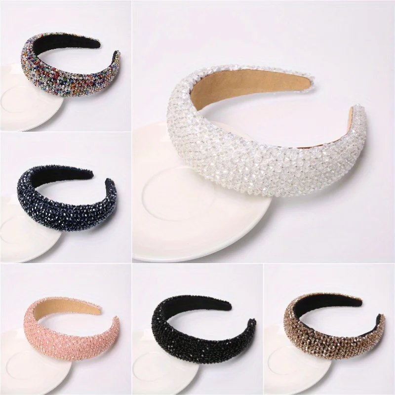 

Crystal Embellished Wide Hair Hoop Baroque Design Elegant Headband for Women Special Occasions Luxury Vintage Hair Accessories