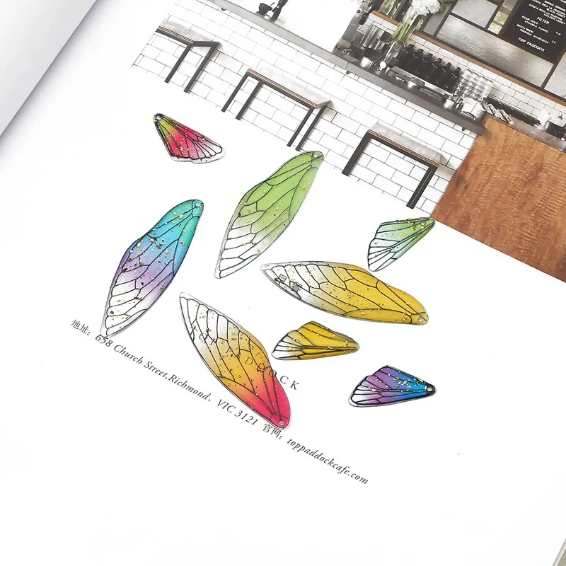1Pack Cicada Wings UV Resin Epoxy Mold Making Tool Transparent Material Filling Sticker Decorative Fit For Earrings Jewelry