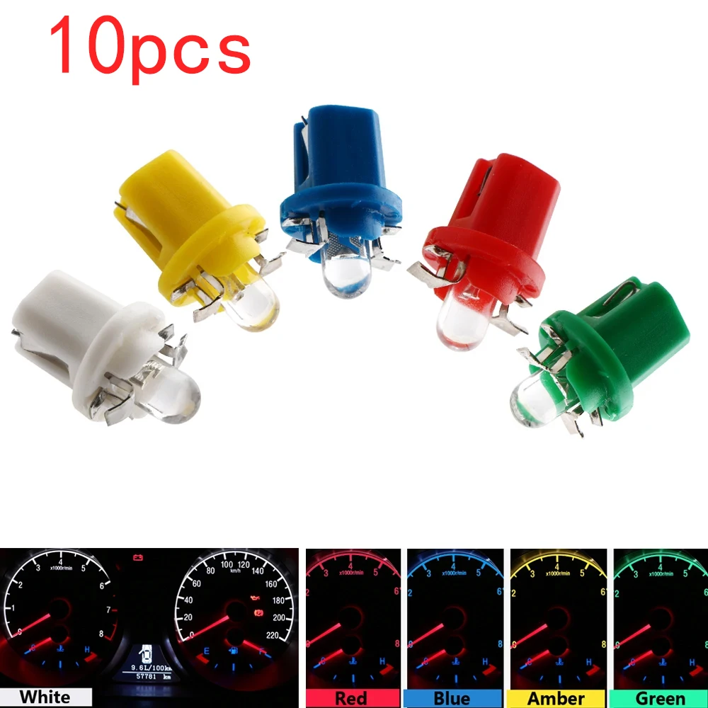 

10 PCS B8.5 Convex Lens Wedge Base for Dashboards Indication Gauge Light Signal Lamps 12V DC White Amber Blue Red