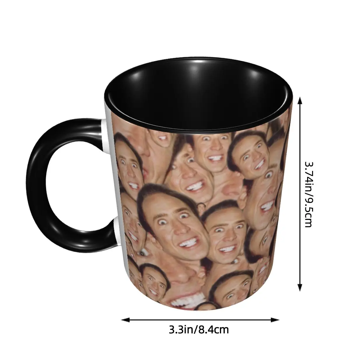 Nicolas Cage Face Collage Design Mug Customized Funny Meme Coffee Ceramic Mug Cup Creative Present