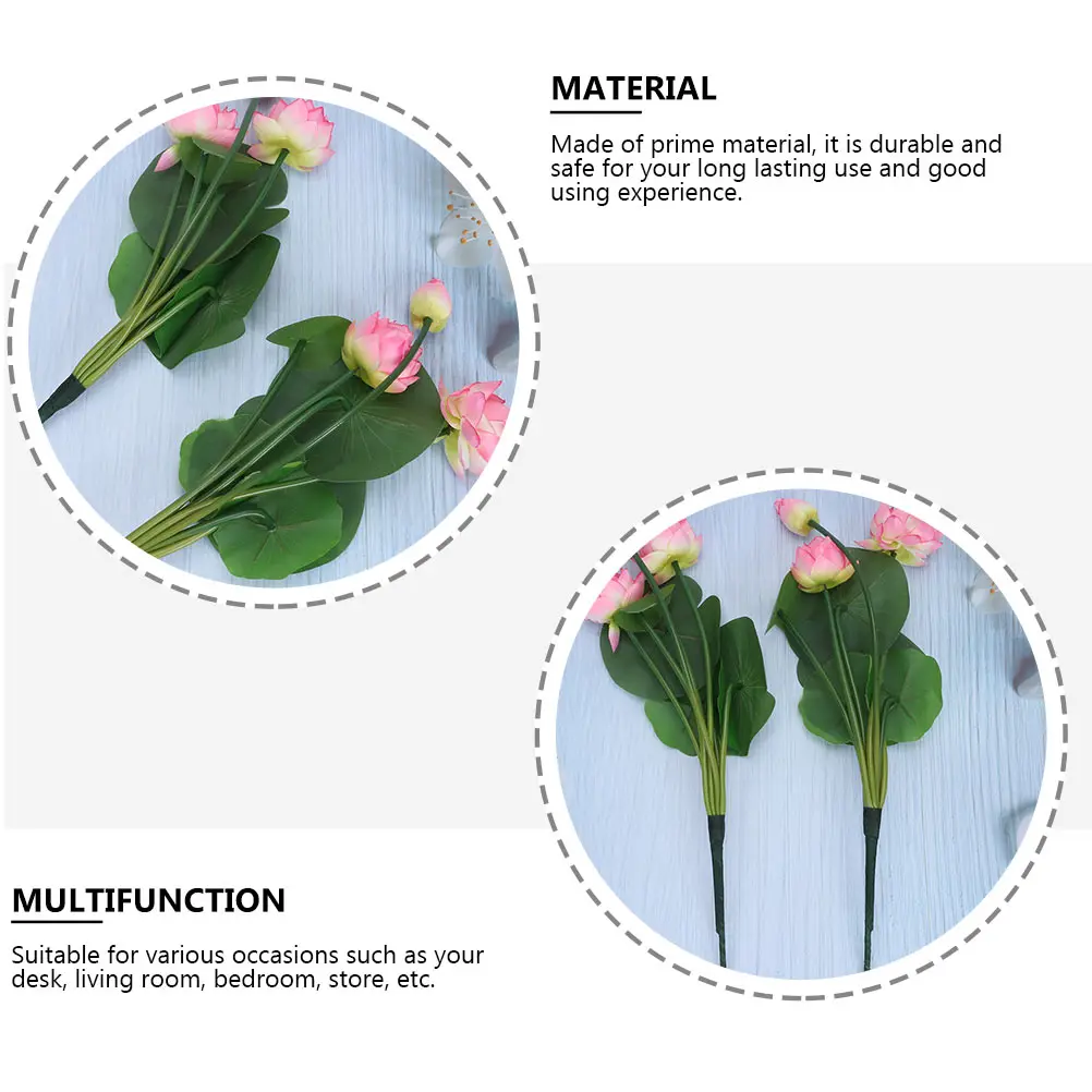 

3 Pcs Artificial Lotus Fake Flowers for Decoration Faux Simulation Plants Indoor