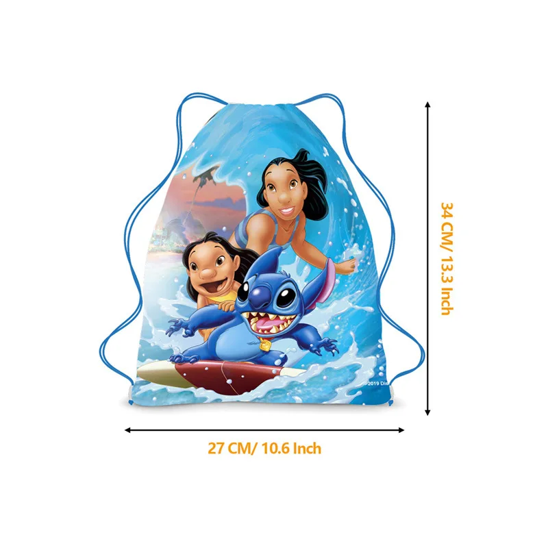 Disney Anime Stitch Drawstring Pocket Kawaii Lilo & Stitch Portable Storage Backpack Cartoon Drawstring Bag Children Gifts