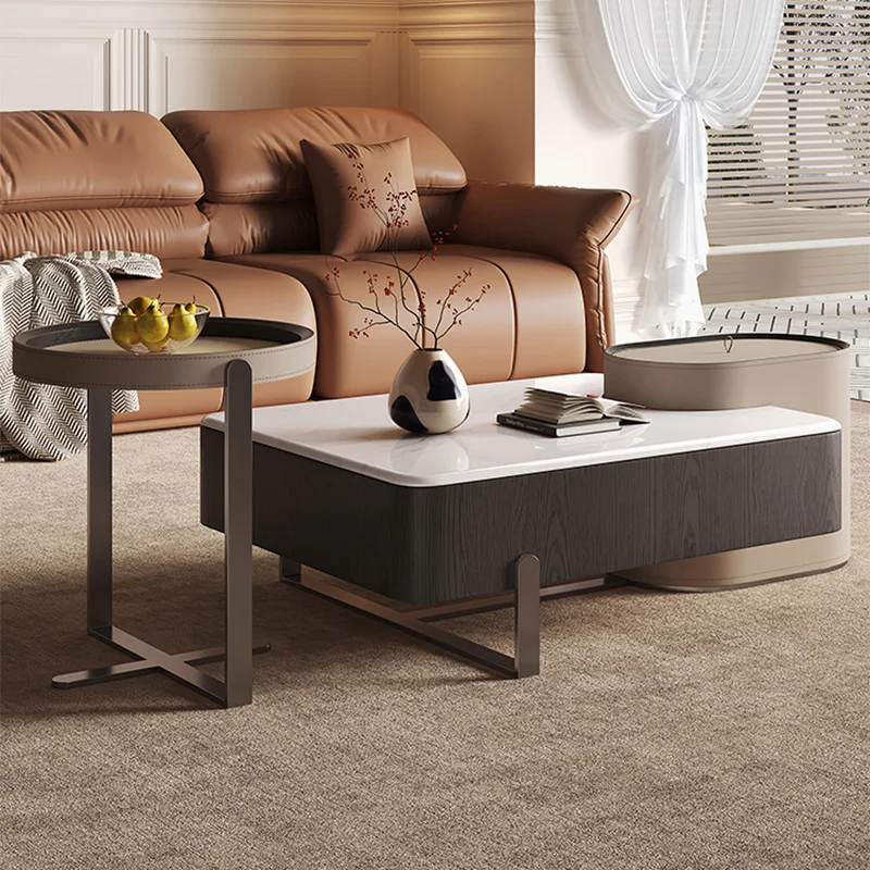 

Modern Luxury Coffee Table with Storage for Home Hotel Decor Stylish Living Room Center Table Premium Leather Durable Side Table