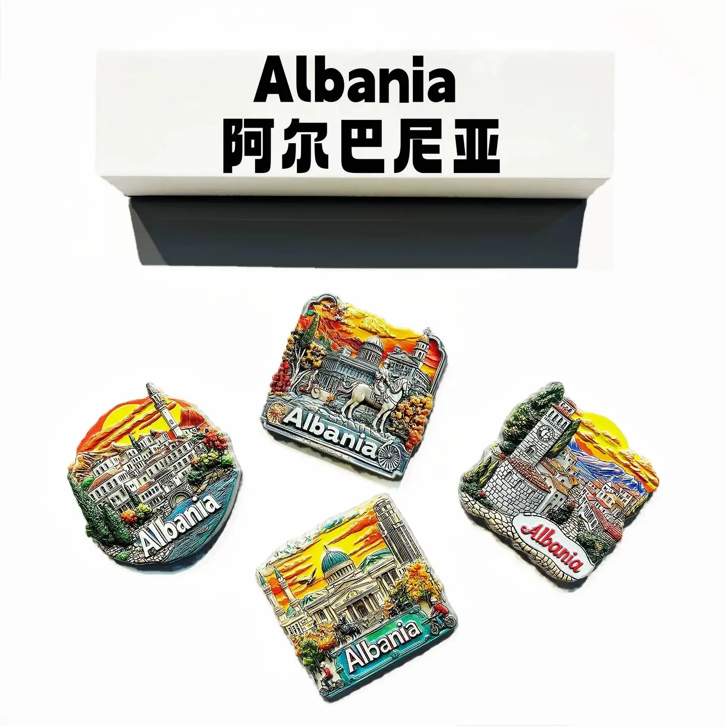 Balkan Peninsula Albania Travel Souvenir Fashion High-End 3D Decorative Fridge Magnet Gift