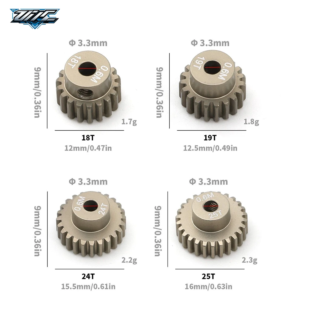 Hardened Metal Pinion Motor Gear 18T 19T 24T 25T Wear‑Resistant for 1/10 RC Car Tamiya TT01 TT02 TB02 TA05