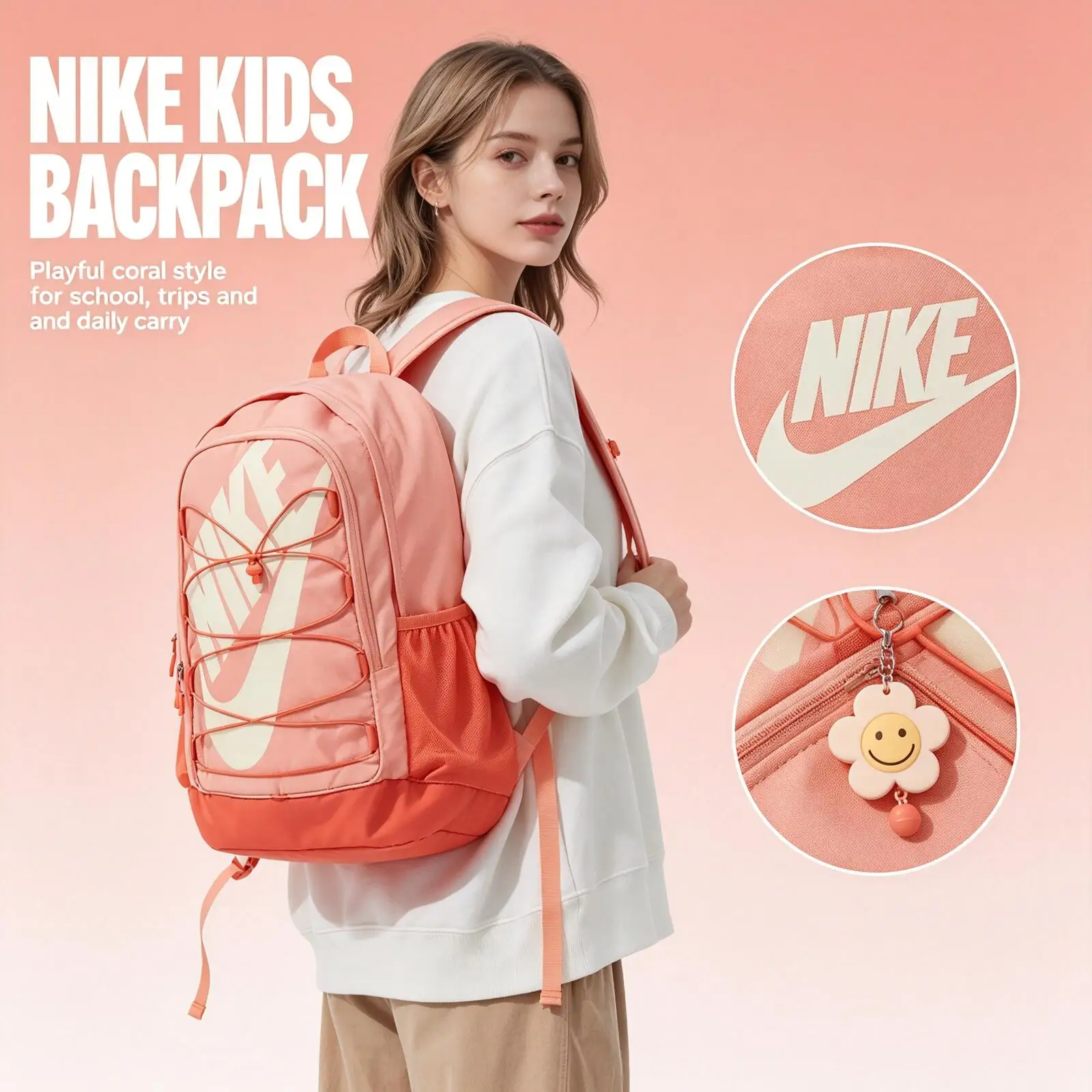 Nike For Men Women, Sports Large Capacity Student Computer Bag, Fashionable Middle And High School Backpack Hj8200-844