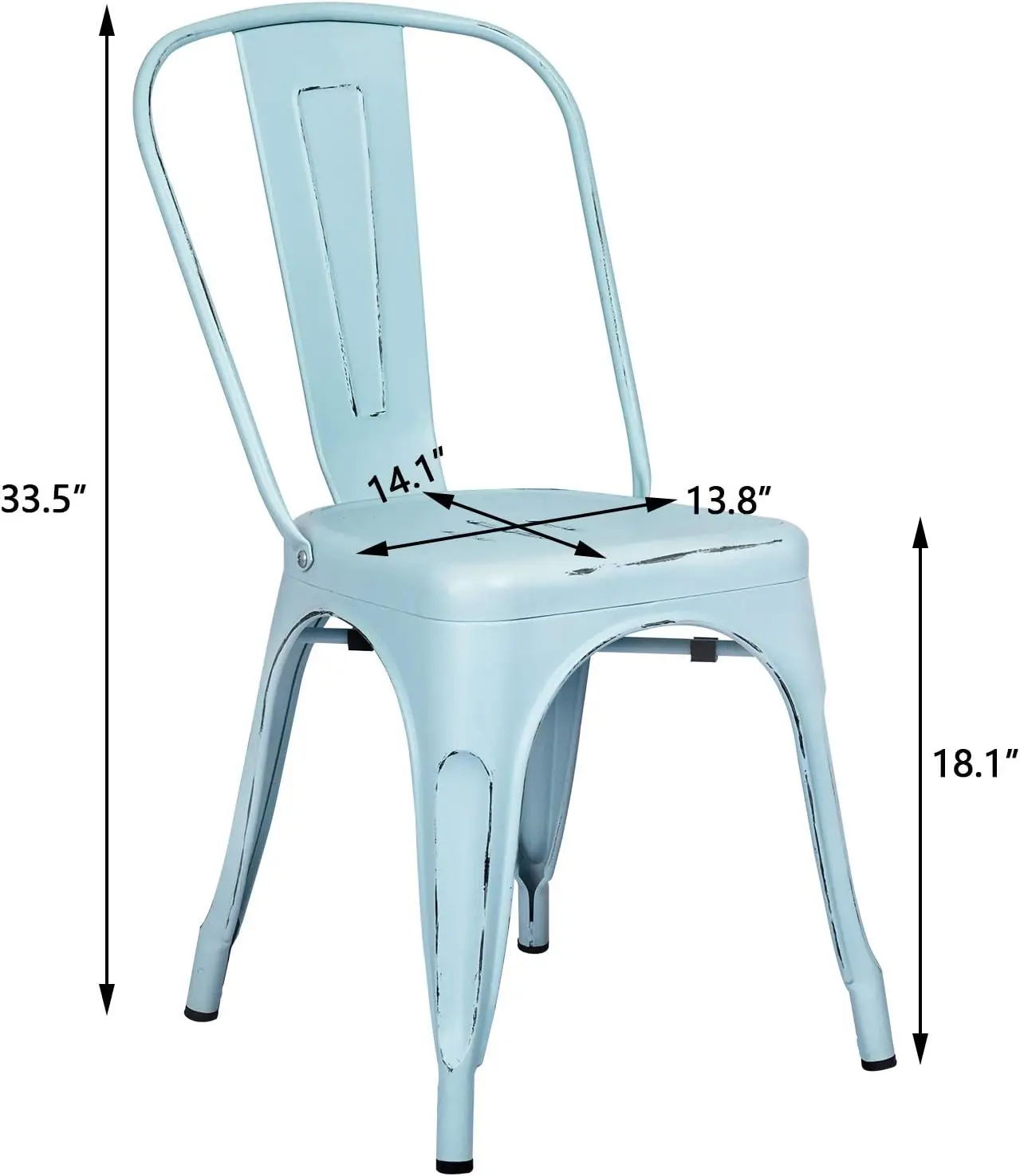 Chaises de Salle à Manger Empilables, Usage Niket Extérieur, Tolix Industriel, Métal, Ensemble de 4, pour Cuisine et Salle à Manger