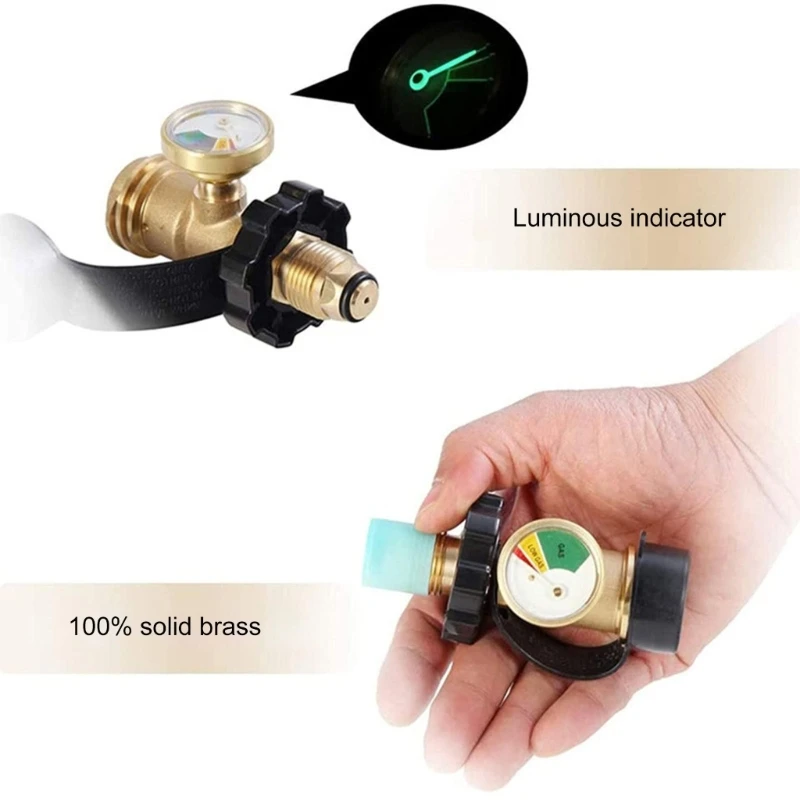 Propane Tanks Adapter Converts POL Tanks Service Valves to QCC1 with Gauge Level Propane Tanks Gauge