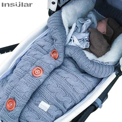 Warm Baby Sleeping Bag Envelope Winter Kid Sleepsack Footmuff Stroller Knitted Sleep Sack Newborn Knit Wool Swaddling Blanket