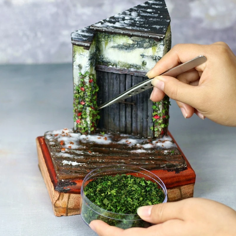 Diorama modelos de folhas multicoloridas em miniatura campo de batalha paisagismo diy figuras de plantas modelos arquitetura cenário folhas modelo