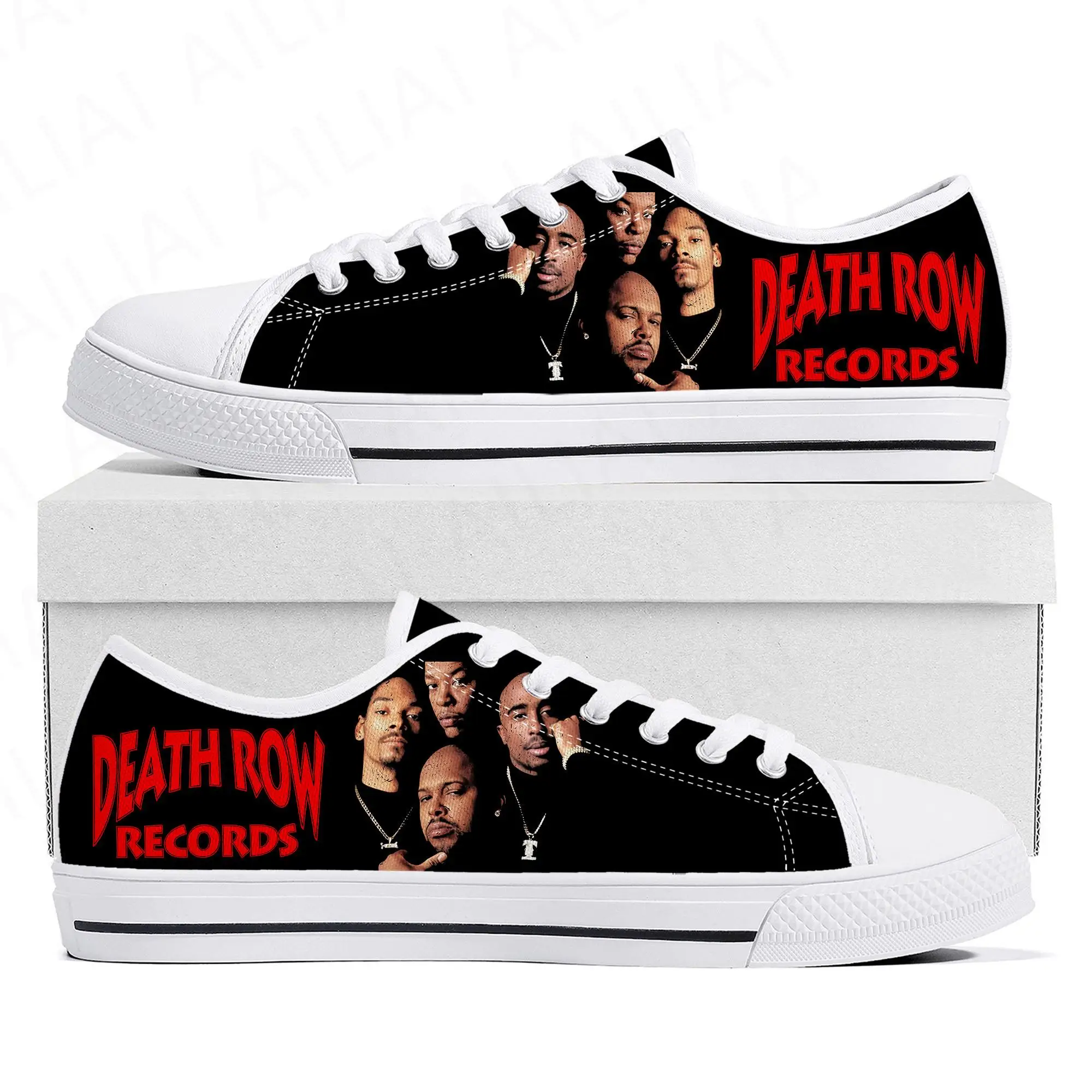 Death Row Records Low Top High Quality Sneakers Mens Women Teenager Canvas Sneaker 3D Print Casual Couple Shoes Custom Shoe