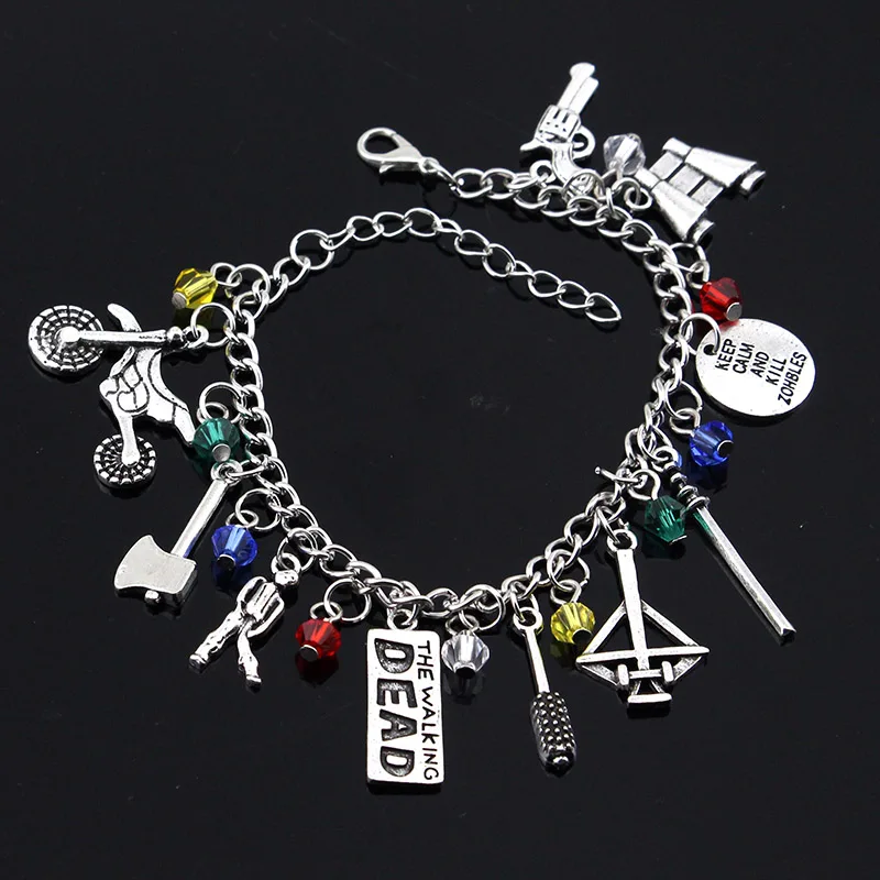 Film The Walking Dead Inspired bracciali Zombie Survival Horror Charm Jewelry Mini ciondolo ascia in lega