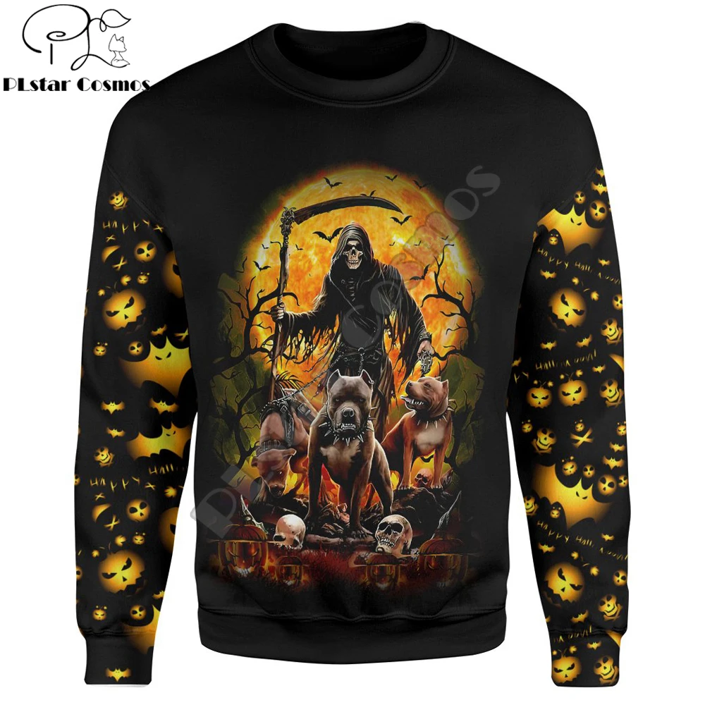 

The Dead And Pitbull Halloween 3D All Over Printed Mens Sweatshirt autumn Unisex Casual crew neck long sleeve pullover TDD70