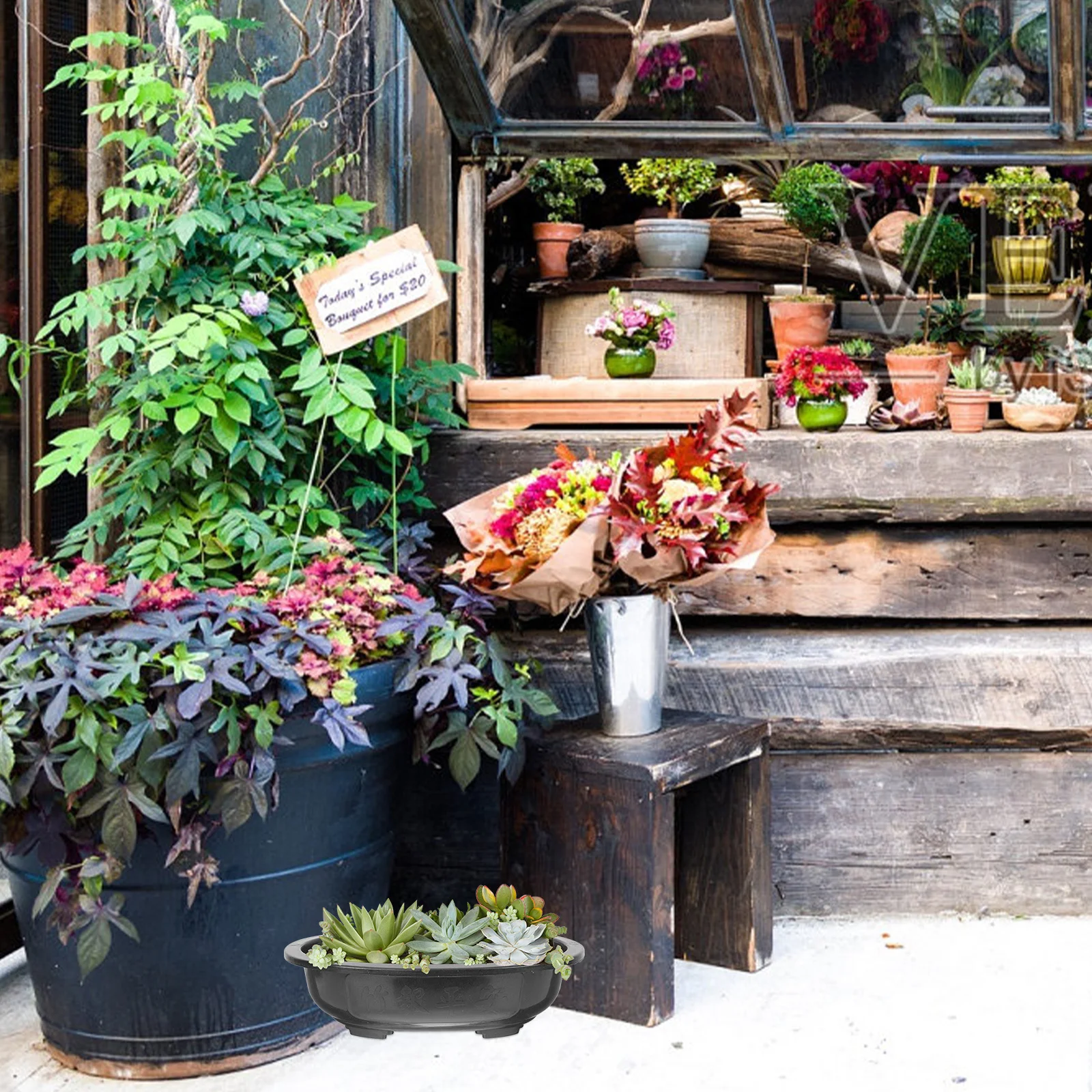 

6pcs Durable Plastic Flowerpots Large Size Plant Pots for Gardening Bonsai Flower Planters Decorative Garden Supplies