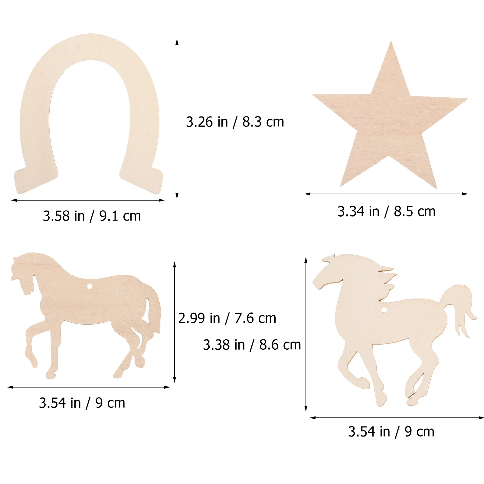 

36Pcs Rustic Wood Slice Props Unfinished Wooden Pieces DIY Graffiti Chip Decor Horse Wood Cutouts Blank Wooden Chip