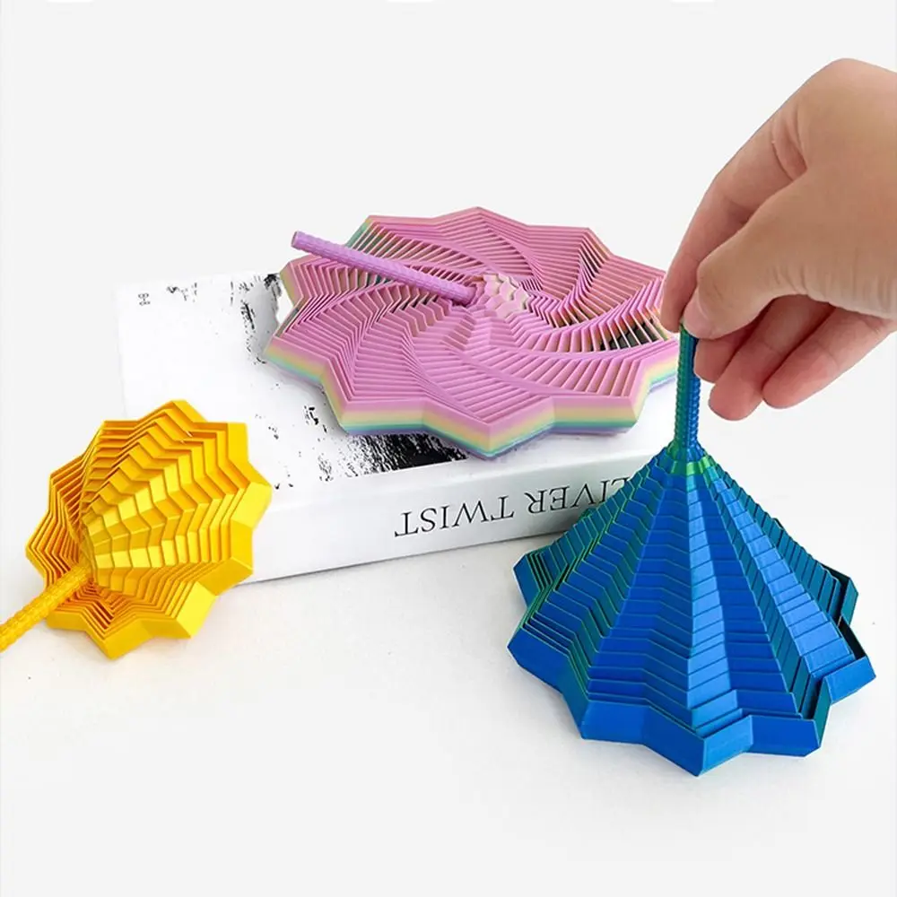 ของเล่นบีบคลายเครียด PLA Expanded Sensory Fidget Star พร้อมหูจับ หมุนวนเป็นเกลียว ของเล่นบีบคลายเครียดแบบพิมพ์ 3 มิติ รูปทรงเฟรคทัลหกเหลี่ยม