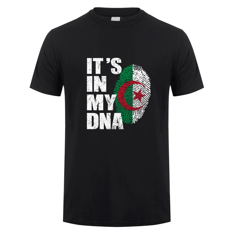 It's In My DNA Algerian Algeria Flag T Shirts Summer Men Cool Cotton Short Sleeve Algeria Teeshirts Gift Man Clothing DY-005