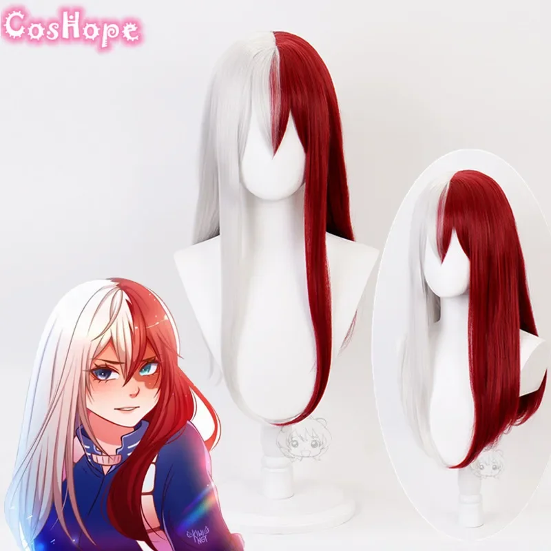 Todoroki Cosplay Female Wig Cosplay Boku No Hero Academia Red White Anime Wig Heat Resistant Synthetic Wigs