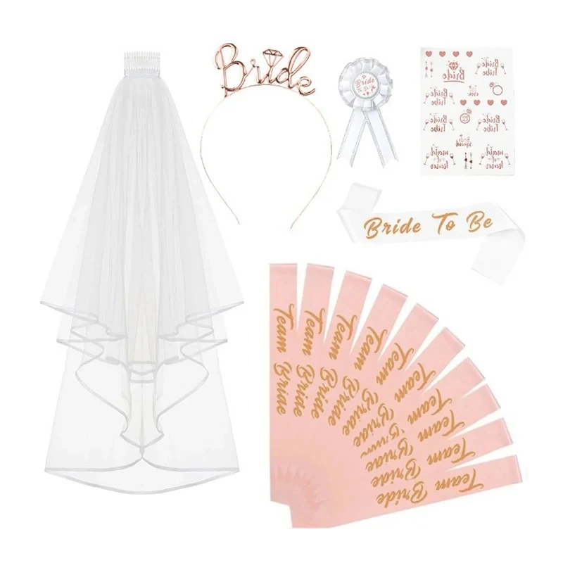 Wedding Decorations Bridal Shower Wedding Veil Team Bride To Be Satin Sash Bachelorette Party Girl Party Decoration Supplies image 4
