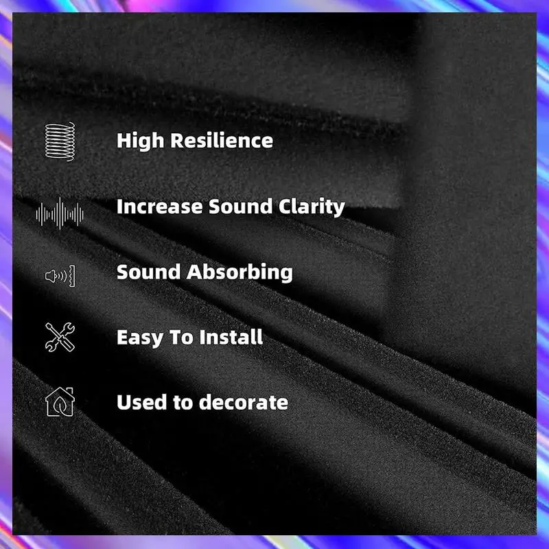 

12Piece Self-Adhesive Sound Proof Foam Panels Black 12 X 12 X 2 Inches Acoustic Foam For Wall,Home,Studio