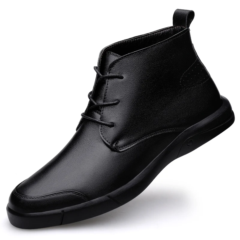 Famous Luxury Ankle Boots High Quality Mens Shoes Genuine Leather Casual Shoes Men Cow Leather Dress Warm Winter Boots for Men view 2