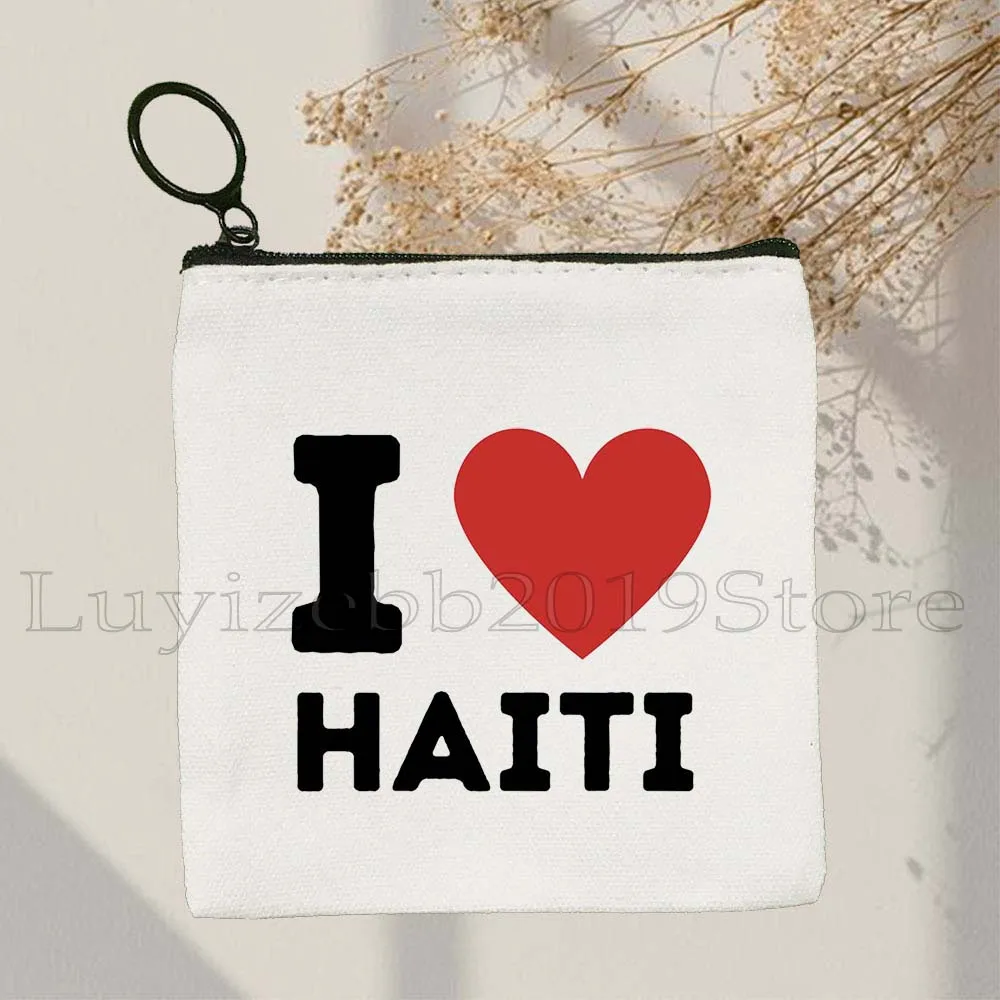 

Герб Гаити Карта страны Флаг Седиitage Месяц Гаитян Девушка Подарки Сердце Холст Кошелек Для Монет Чехол Для Ключей Маленькая Сумка Кошелек Сумка На Молнии