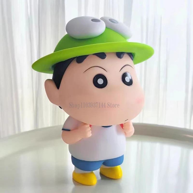 Figurines de chapeau de grenouille Shin Chan, figurine d'action, sacs à dos, figurine en PVC, collection Q Butter Toys, cadeau d'anniversaire mignon, 13cm, Nohara Kendnosuke