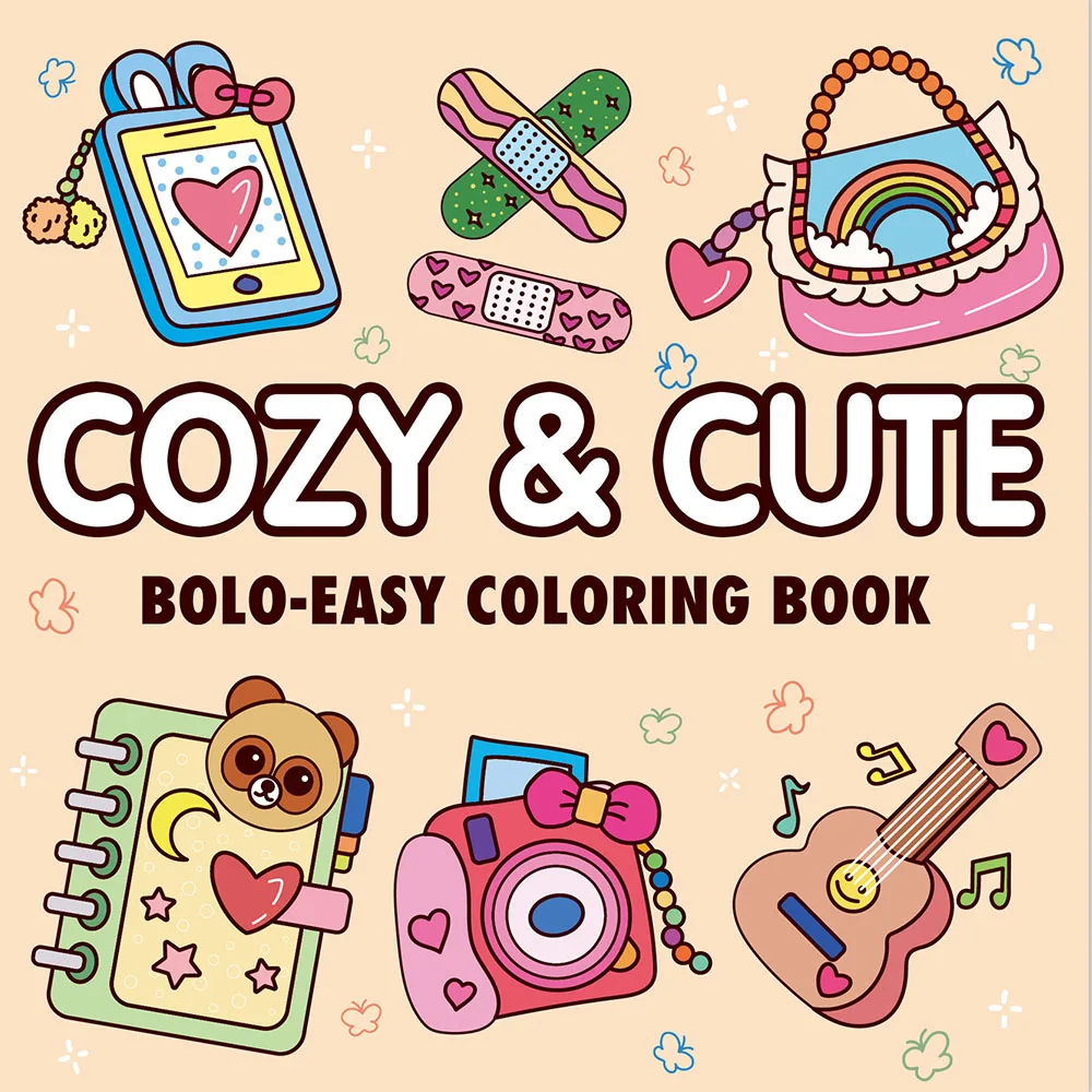 

52-Page Original Coloring Book for Adults Cute Toy Dessert Designs Fashionable Style Simple Stress Relief Activity Coloring book