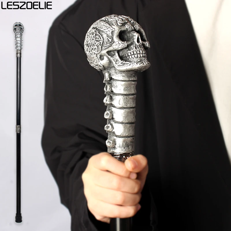 Resin Skull Head Handle Walking Stick For Man Fashion Decorative Walking Cane Women Vintage Metal Canes Men Luxury Walking Stick