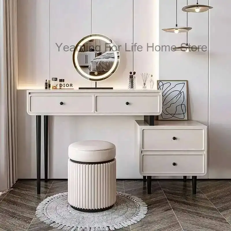 

Modern Luxury Elegant Trendy Vanity Table Esthetics Storage Vanity Table Mirror Design Scrivania Makeup Bedroom Furniture