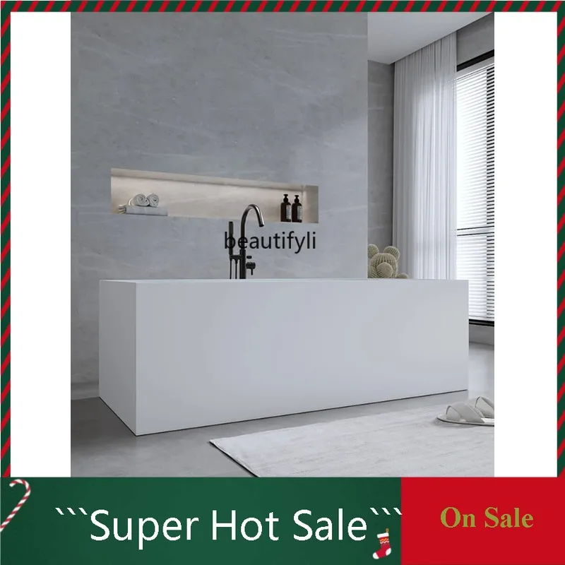 

A076 Artificial stone square bathtub Deep soaking hotel bathtub Independent rectangular household bathtub