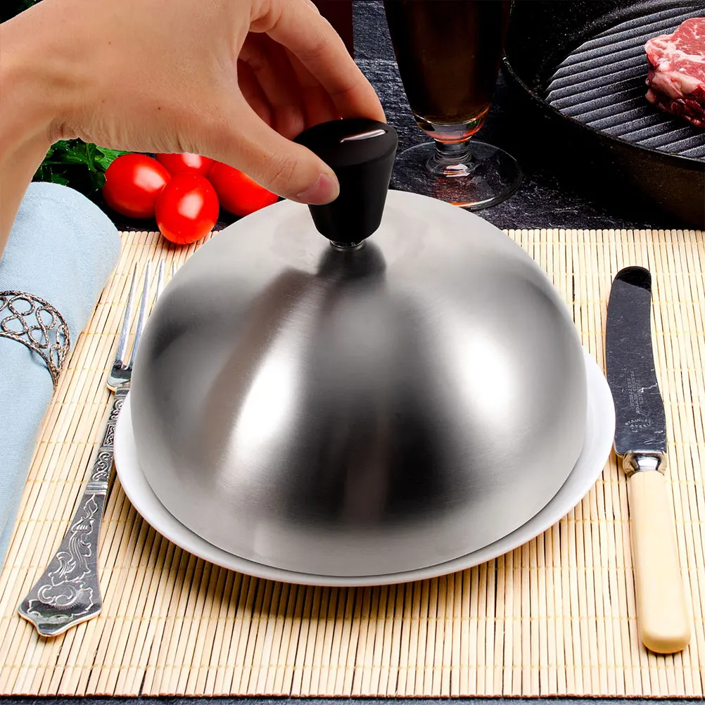 

Stainless Steel Food Covers Dome Kitchen BBQ Lid Household Meal Silver Protecting Cover Anti Splashing Steak Food Protective