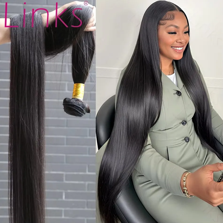 Links Straight Human Hair Bundles Brazilian Weave Human Hair Bundles  30 40 Inch Bundles Human Hair Remy Hair Extensions tissage