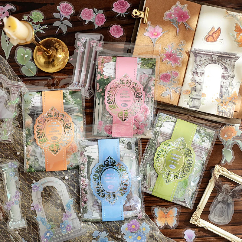 

8packs/LOT ancient Roman garden series cute lovely retro decorative PET sticker