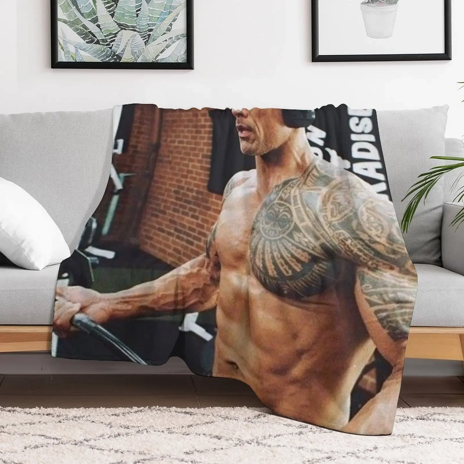 dwayne the rock johnson gym Throw Blanket Stylish Warm Blanket for Living Room Bedroom