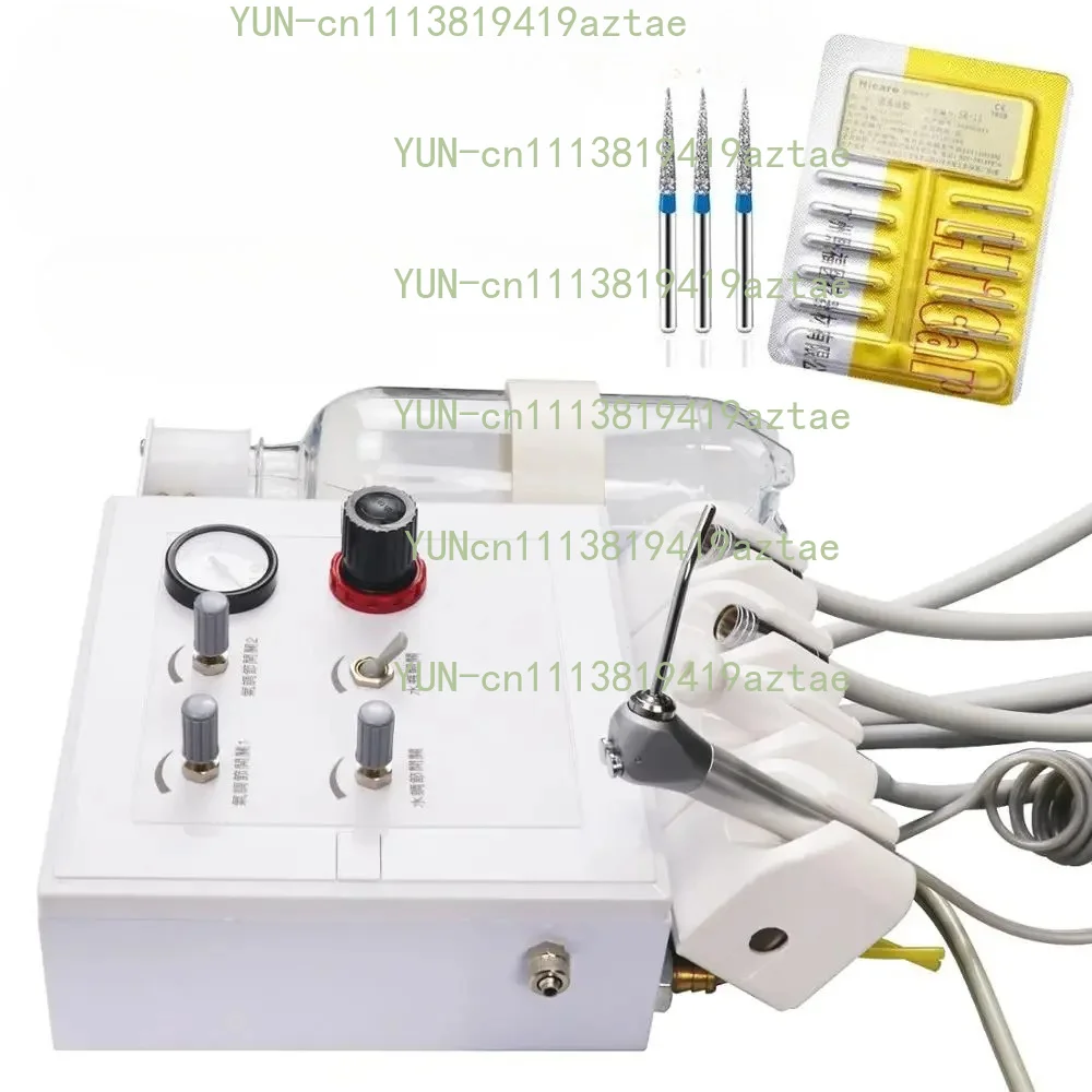 Portable Turbine Unit with Weak Suction Lab Equipment Air Unit with 2 Handpiece Tubes 3 Way Syringe Teeth Whitening