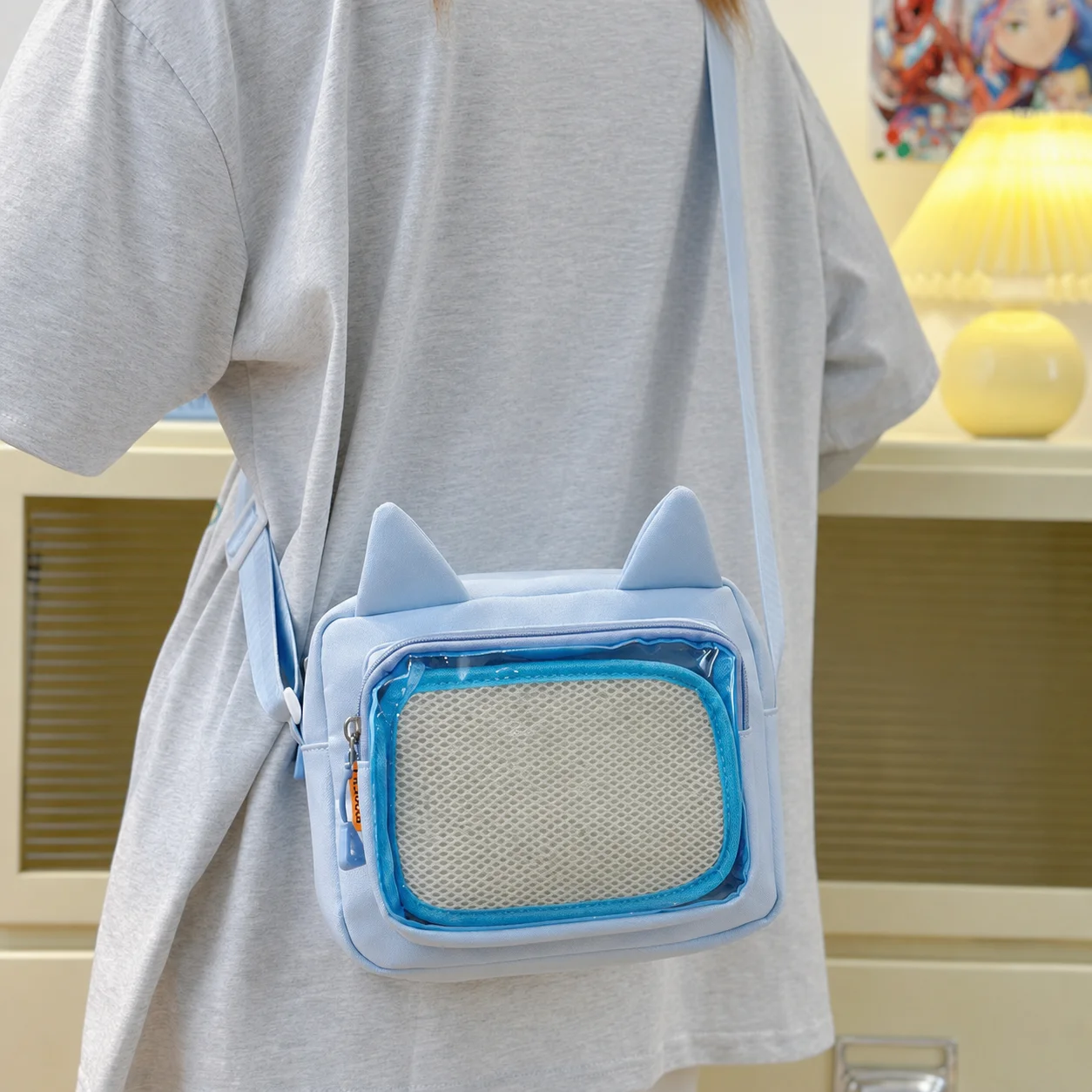 Ear Ita Bag  Transparent Badge Display Bag Adjustable Shoulder Bag Soft For Students Date Young Girls