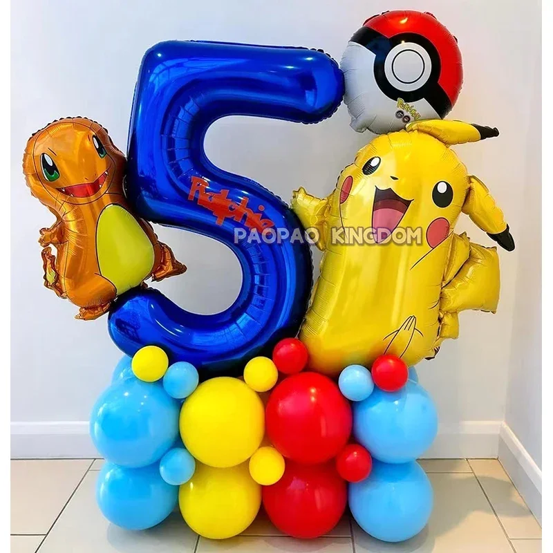 مجموعة بالون البوكيمون بيكاتشو السنجاب Bulbasaur الشكل البشري بالون الألومنيوم لوازم الديكور هدية حفلة عيد ميلاد للأطفال