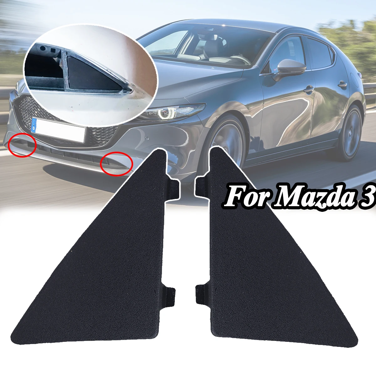 2PC Front Bumper Triangle Cover For Mazda 3 Axela BM Left Right Trim Cap Car Styling Replacement Parts 2016 Black BHN1-50-101