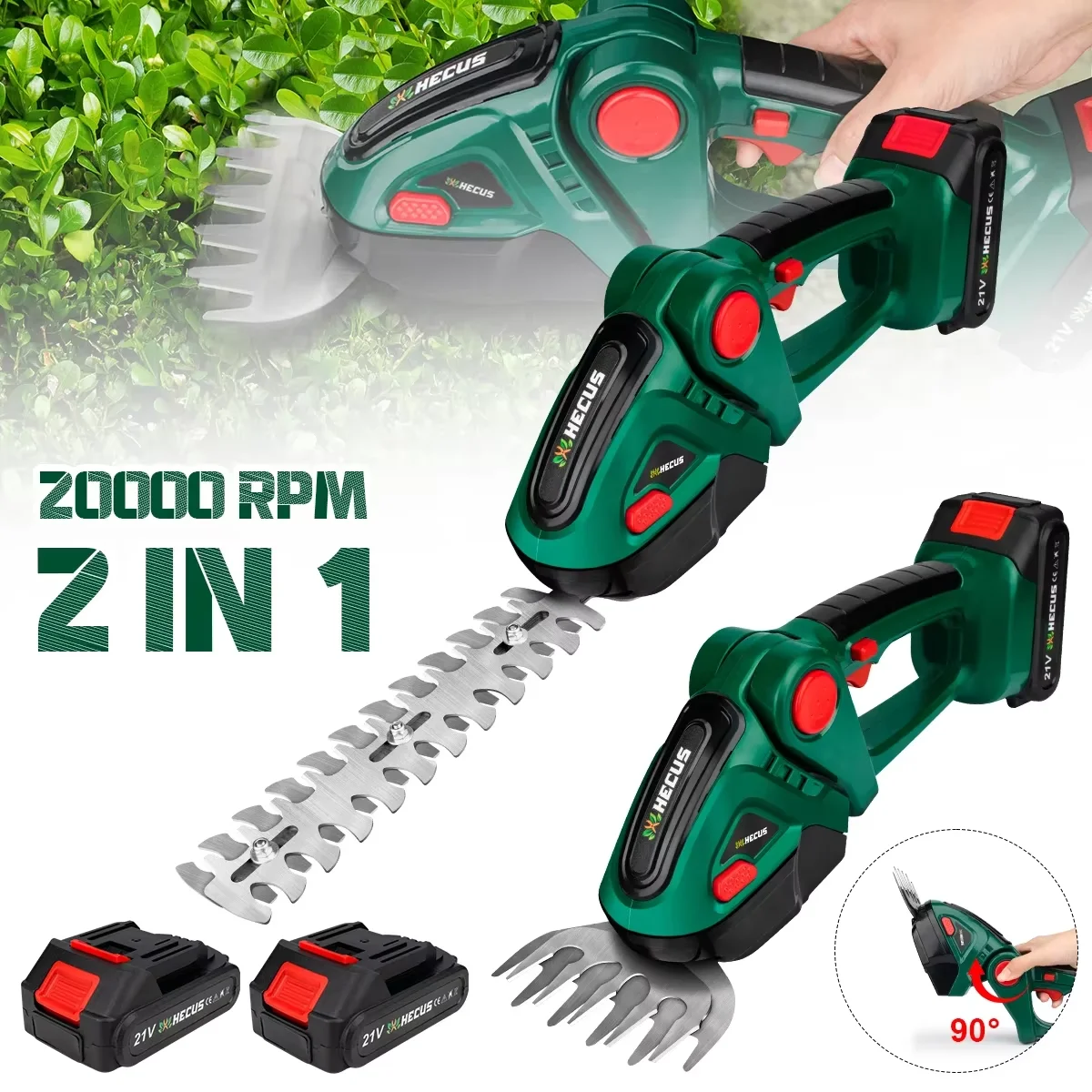 Gisam 2 in 1 Electric Hedge Trimmer 20000rpm Handheld Household Lawn Mower Garden Scissors Power Tool For Makita 18V Battery