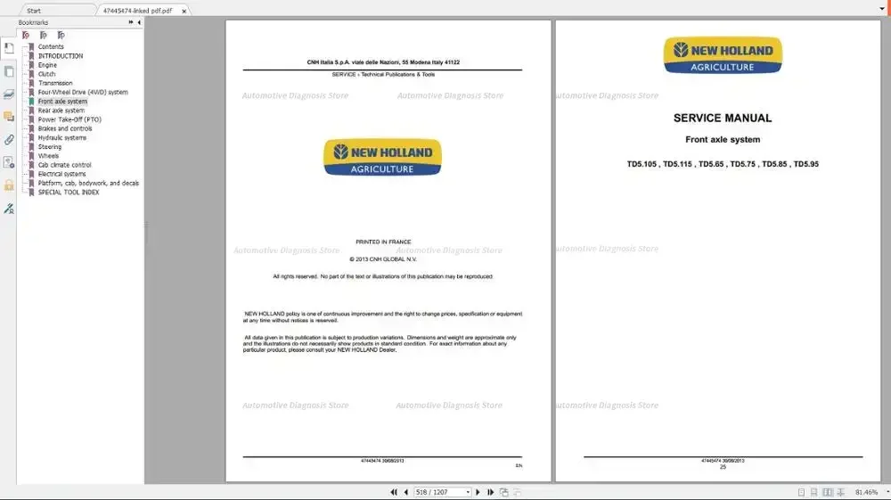   دليل الخدمة الزراعية New Holland AG PDF المحدث [04.2020] 170 جيجابايت