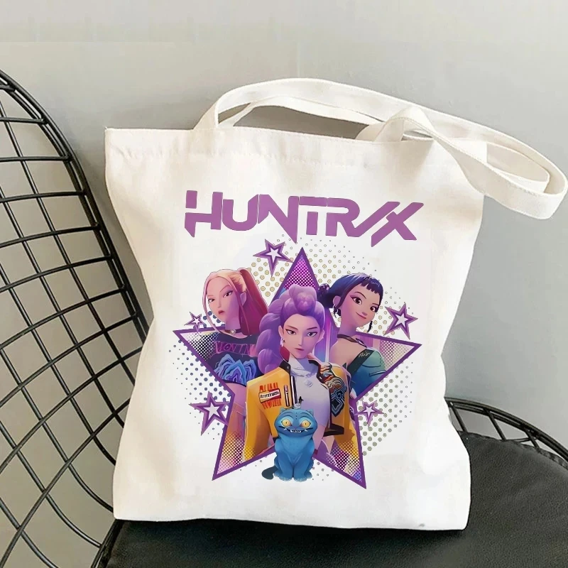 

Beautiful K Pop Demon Hunters Student Shoulder Bag Fashion Canvas BagsFunny Tote Bags Kawaii Printed Handbag Shopping Bags Birt