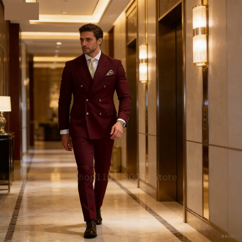 

Стильный мужской костюм для свадьбы: приталенный смокинг, комплект из 2 предметов, формальный деловой костюм для жениха с пиджаком и брюками