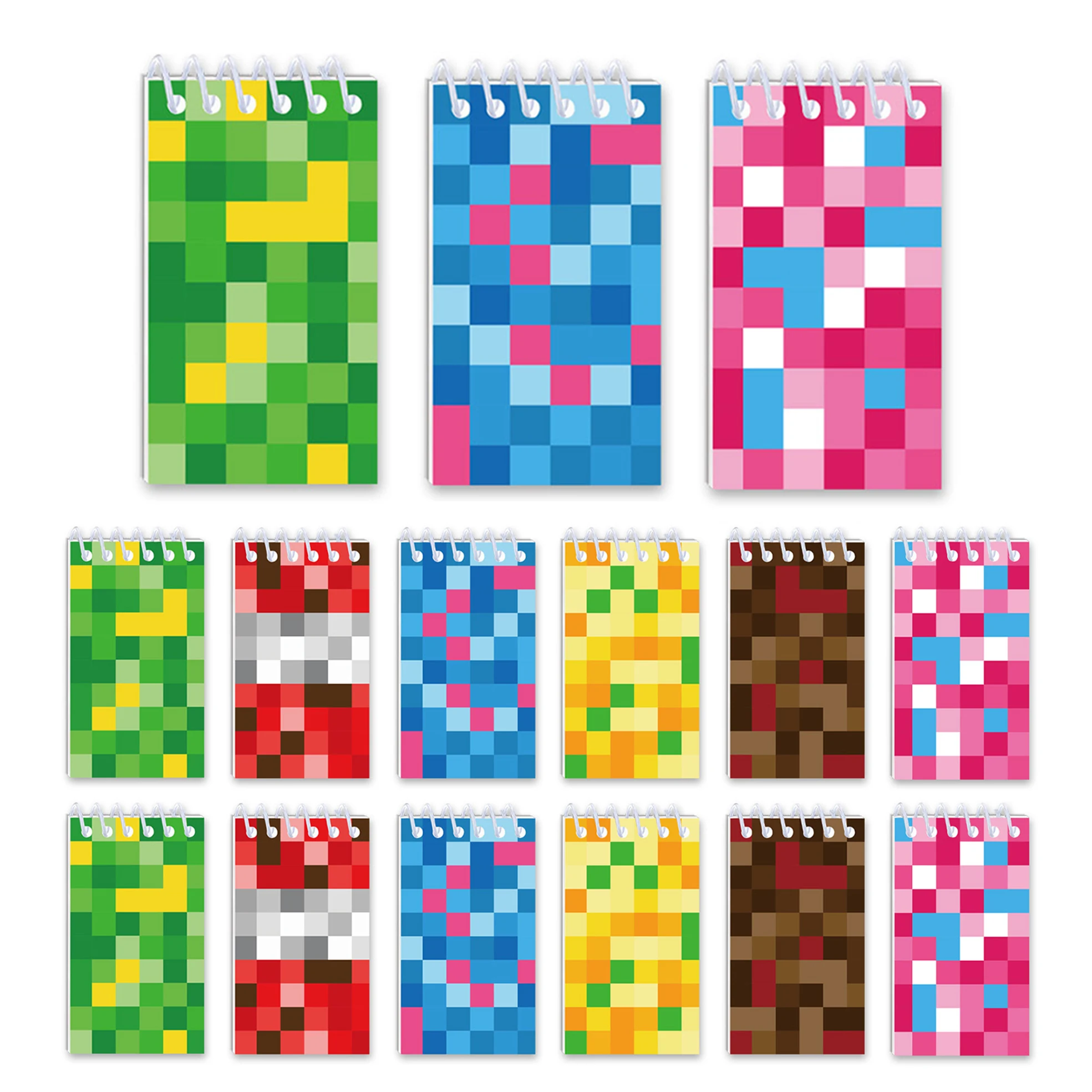 Carnets à spirale Pixel Mini, lot de 10 blocs-notes de poche sur le thème des jeux, petits carnets Pixel pour cadeaux de fête, récompenses en classe, etc.