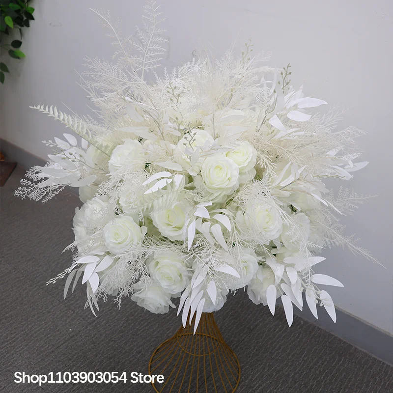 Künstliche Blumen, dichte Nebelgras-Serie, luxuriöse weiße Rosen, Hochzeitsdekoration, Blumenkugeln, großartige Party, Tischdekoration für Zuhause, Requisiten – Detail 5
