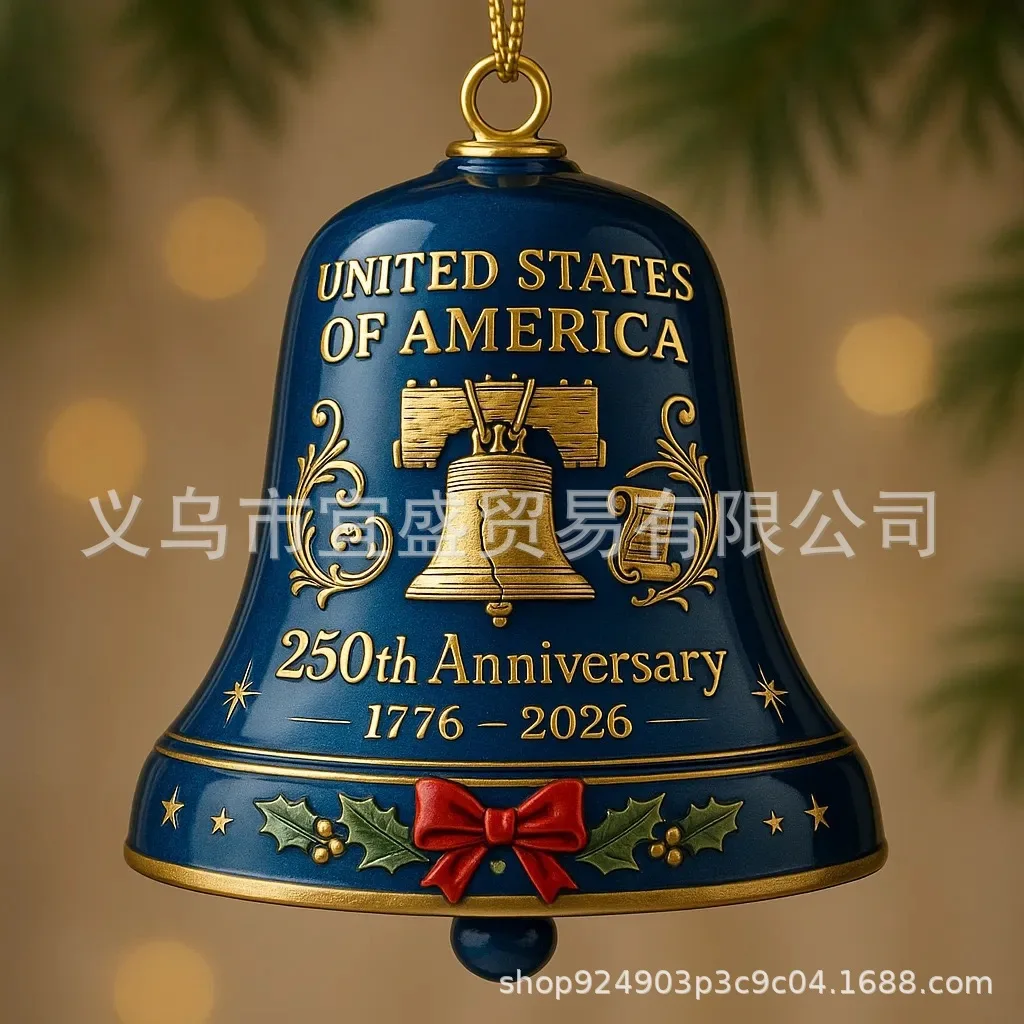 2PCS US 250th Anniversary Christmas Bell Doorbell Ornament - Patriotic & Festive Holiday Door Decoration (Collectible Gift Item)