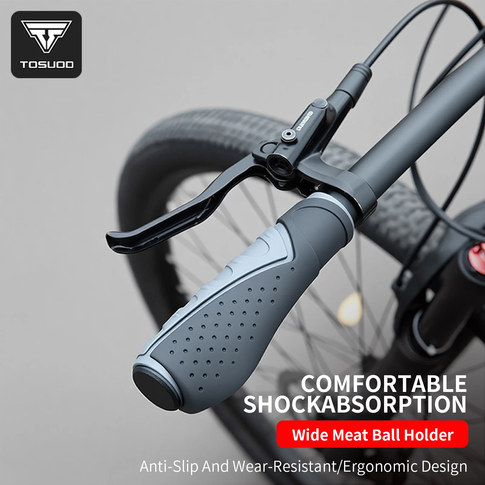 TOSUOD Fahrrad-Lenkergriffe, weiche, rutschfeste, stoßdämpfende, ergonomische Lenkergriffe, hochwertiges, elastisches Silikonmaterial